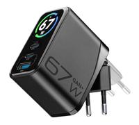 Cellularline PowerView IQ Caricabatterie da Rete 67W con Display TFT, nero