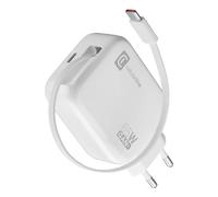 Cellularline Retractable Power 65W Caricabatterie da rete 65W con cavo retrattile USB-C e porta USB-C