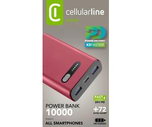 Cellularline - Caricabatterie Portatile Pbfast01pd10000r-rosso CELLULARLINE