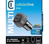 Cellular Line Caricabatterie Multipower da Auto 65W Cbrusb2pd65wk Nero