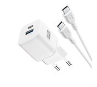 Cellularline - Caricatore Gan 30w Dual Usb-a + Usb-c-bianco CELLULARLINE