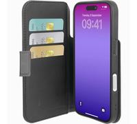 cellularline - Cover Book Agenda - Custodia a libro in eco-pelle - Compatibile con iPhone 17 Pro Max - Tecnologia Antibatterica Microban integrata - Nero