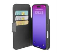 cellularline - Cover Book Agenda - Custodia a libro in eco-pelle - Compatibile con iPhone 17 Pro Max - Tecnologia Antibatterica Microban integrata - Nero