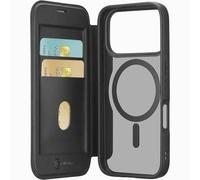 cellularline - Daily Mag - Custodia a libro con retro rigido semitrasparente - Compatibile con iPhone 17 Pro - Compatibile con ecosistema Magsafe® - Dotata di 2 slot porta carte - Nero