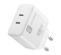 Cellularline Dual Charger 35W Caricabatterie da rete Power Delivery 35W con doppia porta USB-C Bianco