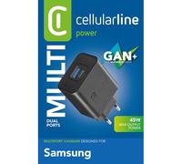CARICABATTERIA CELLULARLINE Dual Super Fast Charger da 45W, Nero