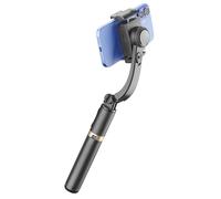 Cellularline FREEMOTION Gimbal 3 in 1 con Stabilizzatore Anti-Shake Intelligente, Selfie Stick, Treppiede, Telecomando Bluetooth, Alluminio, Riprese Verticali e Orizzontali, Nero