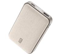 Cellularline GLAM PD 10000 Power Bank 10000mAh con Display LCD, Ricarica Rapida 20W, 3 Porte USB-C I/O 18W, Output 18W, Finiture in Tessuto, per Smartphone, Bianco