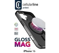 CELLULARLINE Custodia Gloss Mag, COVER MAGSAFE per Apple iPhone 16 ,Nero