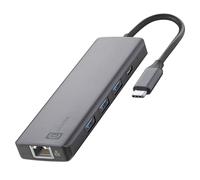Cellularline HUB PRO - Hub 9 porte, Ricarica e Trasferimento Dati, 3 porte USB-A 3.0, USB-C Power Delivery fino a 100W - HDMI 4K@60Hz, LAN Ethernet, SD e Micro SD, Grigio metallico
