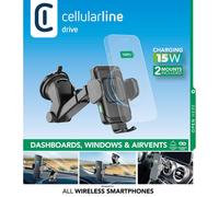 Cellularline Hug Air Pro - Wireless Smartphones Supporto smartphone da auto elettronico con carica wireless Nero