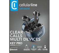 cellularline KEY PRO Auricolari In-Ear con ENC, 4 Microfoni, Display LED, Multipoint Technology, 30 Ore Playtime, Autopairing e Controlli Touch, Bianco