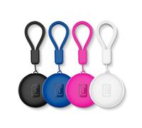 Cellularline localizzatore di oggetti Bluetooth Tracy Tag, set di 4 pezzi, compatibile con Apple Find Me e Google Find Hub, Batteria sostituibile, Resistente all'acqua, colori nero, blu, rosa e bianco