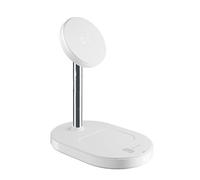 Cellularline MAG DUO Stazione di Ricarica Wireless 2in1 con Qi2, 15W per Smartphone e Auricolari, Adattatore Magnetico Incluso, Ricarica Sicura Verticale e Orizzontale