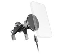 cellularline MAG Wireless Charging Holder, Supporto Auto MagSafe con Ricarica Wireless 7,5W, Attacco Universale per Bocchette, Pad Magnetico Integrato, Stabilità, Cavo USB-C 1m Incluso