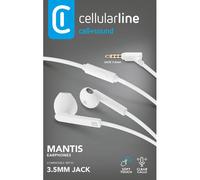 Cellularline Mantis - Universale Auricolari stereo a capsula con microfono e tasto di risposta Bianco