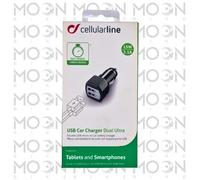 Cellularline MICROCBRUSBDUATAB Caricabatterie Auto Dual USB 3A per Tablet Nero