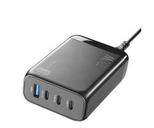 Cellularline - Multipower Desk GaN 130W - Caricabatterie da Rete 4 Porte Ultracompatto - 3 USB-C e 1 USB-A - Tecnologia GaN - Per Smartphone, Tablet e Laptop - Nero