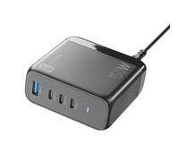 Cellularline - MULTIPOWER DESKGAN 150W - Caricabatterie da rete 4 porte - 3 porte USB-C e 1 porta USB-A - Dotato di Tecnologia GaN - Ideale per Smartphone, Tablet e Laptop - Nero