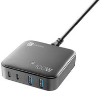 Cellularline | MULTIPOWER MAGNUS 100W | Caricabatterie da rete 4 porte GaN 100W - 2 porte USB da 18W e 2 porte USB-C da 100W