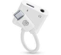 Music Sound - Music & Charge Usb-c/Jack 3.5mm - Adattatore Aux Split - Carica il tuo smartphone e ascolta la tua musica preferita - Carica 60W - Bianco