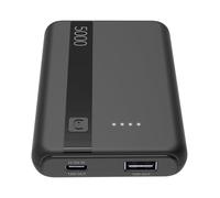 Cellularline Power Bank 5000 mAh con USB-C In/Out + 2 Porte USB-A - Ricarica Multipla e LED Indicatore - Nero