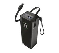 Cellularline power bank Roller 20.000 mAh con output fino a 65 W, cavo USB-C retrattile integrato da 70 cm, porte USB-C e USB-A, display LCD, ricarica 3 dispositivi, nero