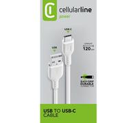 Cellularline USB to USB-C Data Cable Cavo USB-USB-C per Ricarica e sincronizzazione Dati Bianco