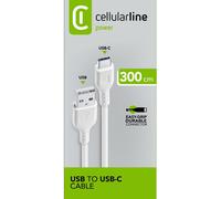 Cellularline Cavo Power Cable USB-C 300 cm per ricarica e trasferimento dati Bianco
