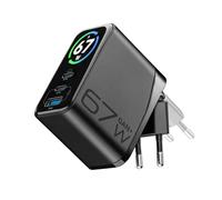 Cellularline PowerView IQ Caricabatterie da Rete 67W con Display TFT, nero