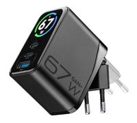 Cellularline PowerView IQ Caricabatterie da Rete 67W con Display TFT, nero