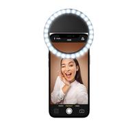 Cellularline Selfie Ring Pocket - Universale Anello led a clip a luminosità regolabile Nero