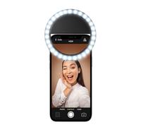 Cellularline Selfie Ring Pocket - Universale Anello led a clip a luminosità regolabile Nero