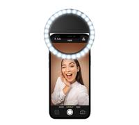 Cellularline Selfie Ring Pocket - Universale Anello led a clip a luminosità regolabile Nero