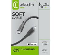 Cellular Line – Cavo USB-C/Lightning Soft – Certificato Apple MFi – 1,2 m Nero