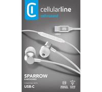 Cellularline Sparrow - USB-C Auricolari stereo in-ear con microfono e remote control Bianco