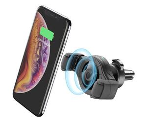 cellularline | Spin Air Roll - Universale Wireless | Supporto Smartphone da Auto con Carica Wireless - Attacco su Bocchette di Areazione - Rotazione 360