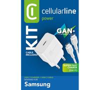 Cellularline Super Fast Charger Kit 25W - USB-C to USB-C - Samsung Caricabatterie da rete Super Fast Charge PD 25W con cavo