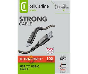 Cellularline Tetra Force Cable 200cm - USB-C Cavo USB-C ultra resistente Cellularline