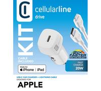 Cellular Line Caricabatterie da auto USB-C Kit 20W con cavo USB-C-Lightning per iPhone 8 e successivi