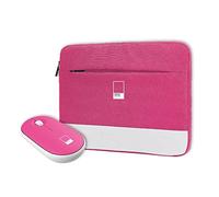 Celly, Bundle Sleeve + Mouse Linea Pantone, Custodia PC 16" e Mouse Wireless, Sleeve PC con Zip e Silent Click, Dongle Integrato, DPI Regolabile, Compatibilità Universale, Peach Rose