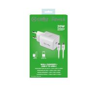 CELLY - TC1C20WTYPECWH - TC 1 USB-C 20W + TYPE-C CABLE-Bianco