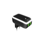 CELLY CARICABATTERIE DA RETE 2 X USB TIPO A 2.4 A CON LUCE LED INTEGRATA NERO