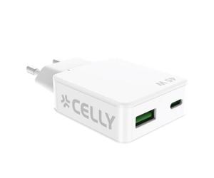 Celly Caricabatterie SLIMTC1C1A45WWH SLIM TRAVEL CHAR 1USB-C/1USB- A 45W