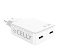 Celly Caricabatterie SLIMTC2C65WWH SLIM TRAVEL CHARGER 2 USB-C 65W
