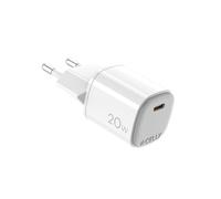 Celly UPTC1USBC20WWH, Caricatore con Uscita USB-C, Caricabatterie Portatile da 20W con Tecnologia GaN, Compatibile con Vari Modelli dei Maggiori Produttori