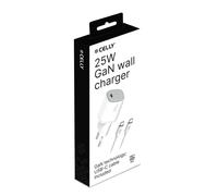 Celly Caricatore da casa - USB-C PD GAN 25w White