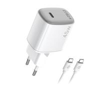 Celly Caricatore da parete USB-C 45 W con tecnologia GAN + cavo USB-C a USB-C 2 m - ricarica rapida per smartphone, tablet e laptop