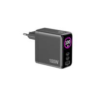 Celly - Caricatore GaN 100W con Schermo LED e 3 Porte USB-C/USB-A, Ricarica Ultra Rapida Multi-dispositivo