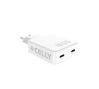 Celly Caricatore USB-C Ultra Slim 65W, con Tecnologia GaN, Ricarica Rapida e Efficiente, Protezioni contro Sovraccarico, Sovratensione e Surriscaldamento